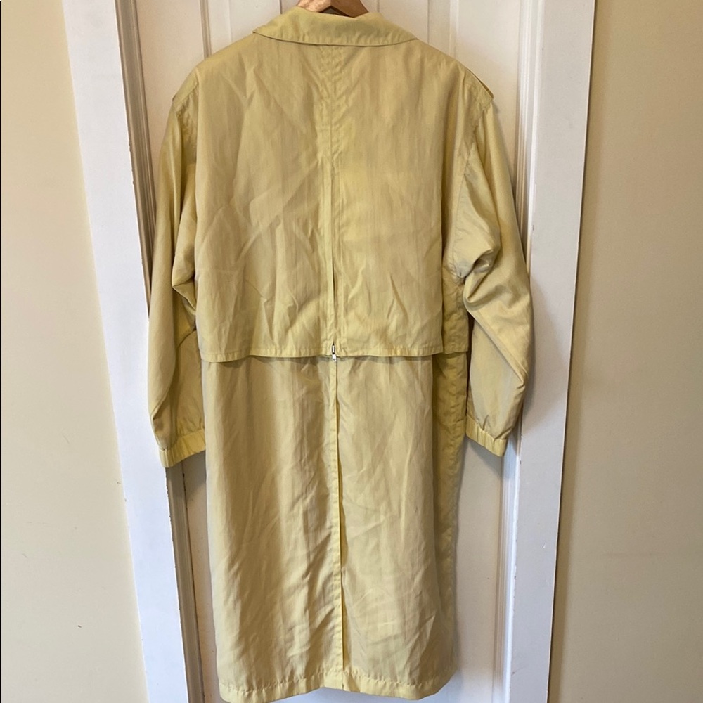Vintage women’s Yellow Trench Coat iridescent long lined pockets - Picture 8 of 16